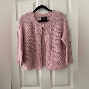 Women’s Fever Hand Knit Pink Vintage Cardigan with sequins & 2 small clasps L